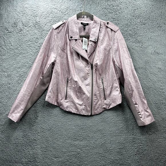 torrid Jackets & Blazers - Torrid NWT Size 2 Rose Gold Metallic Moto Jacket Faux Leather Zip Sleeves Lined